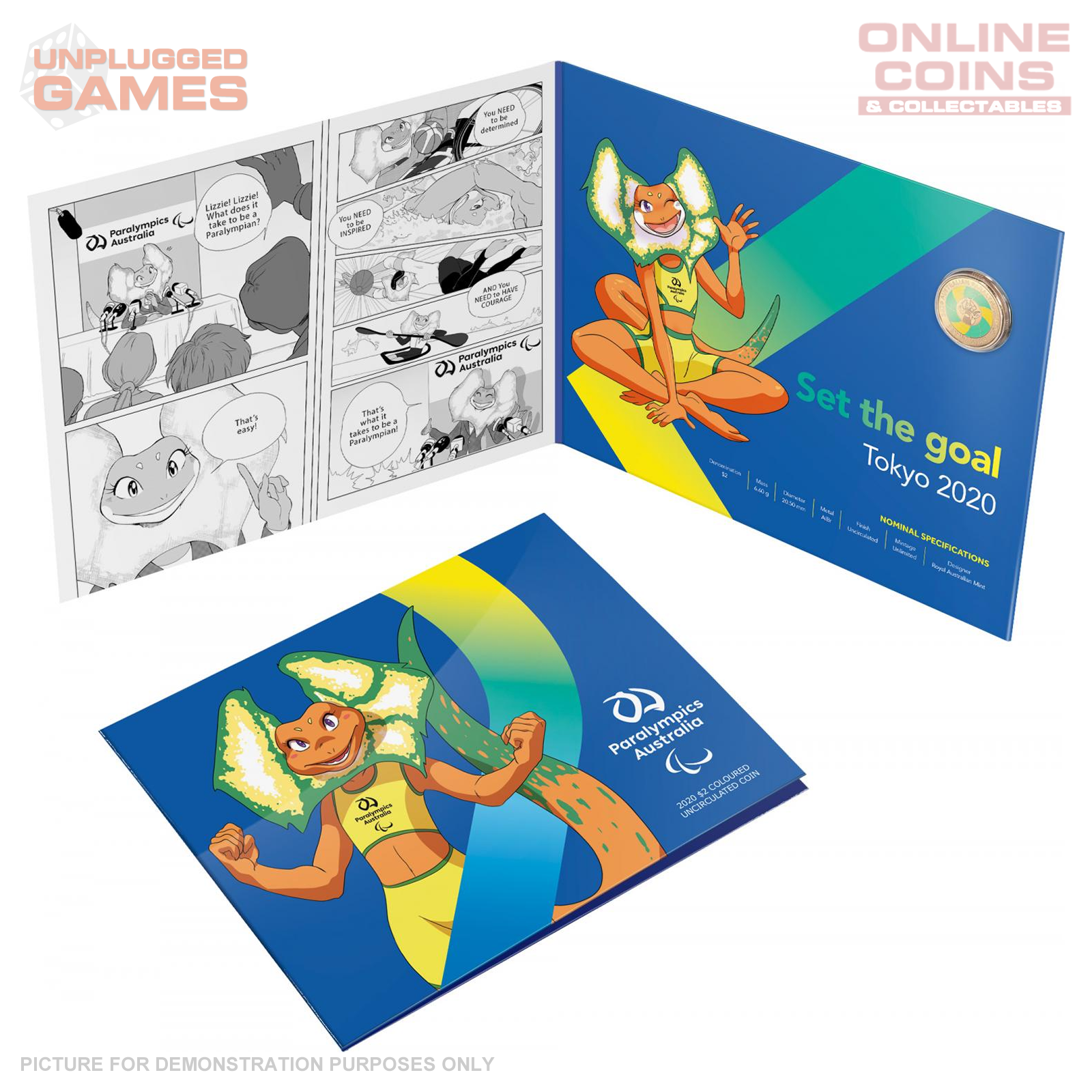 2020 $2 AlBr Coloured Uncirculated in Folder - Tokyo Paralympic Games